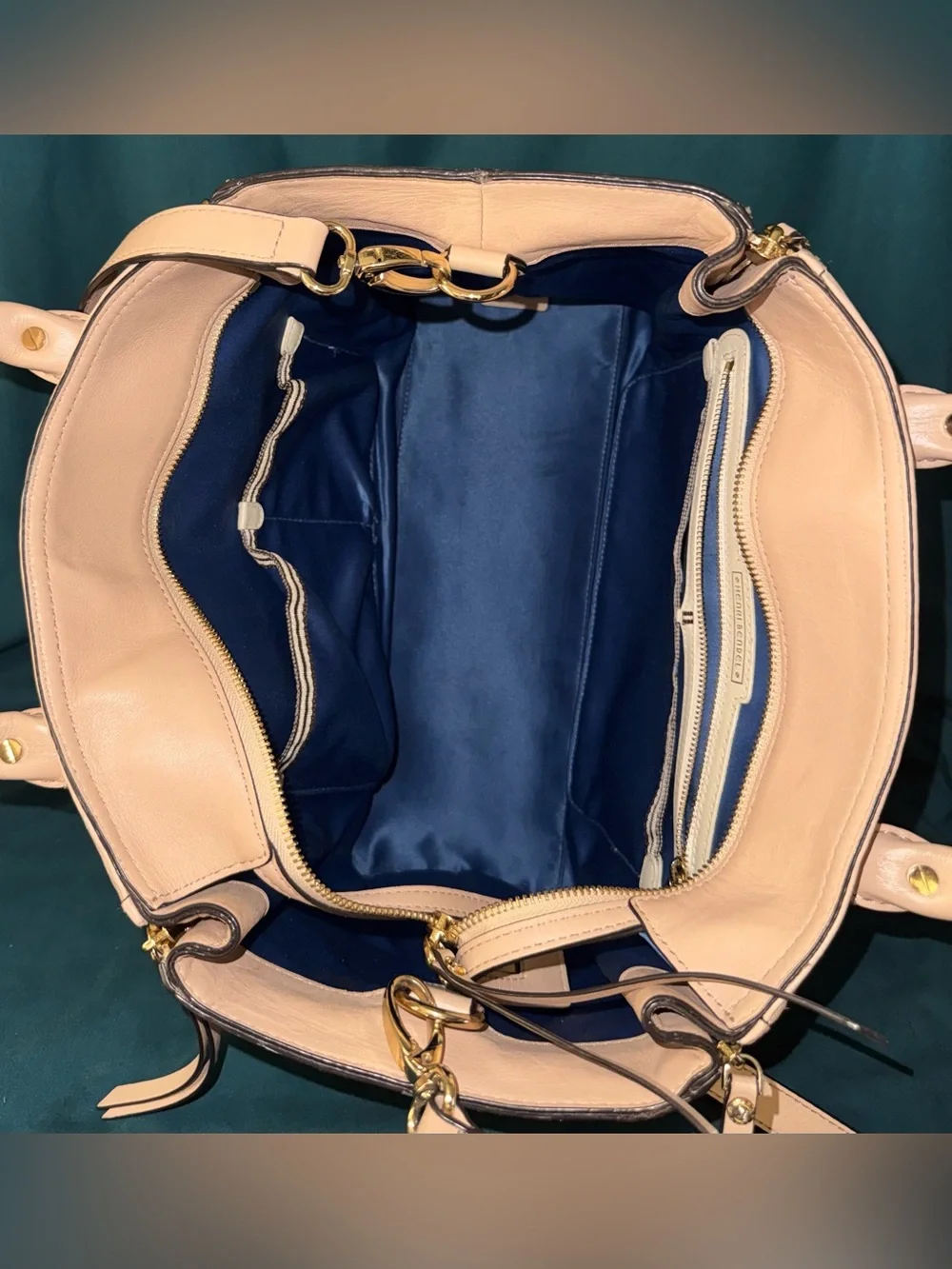 henri bendel Tan Woven Satchel with Gold-Tone Hardware